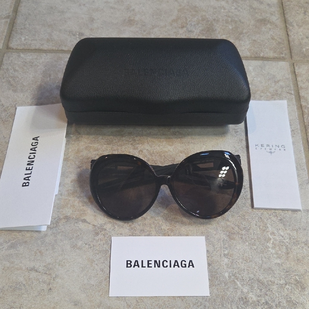 Balenciaga Black Wraparound Sunglasses with Protective Case